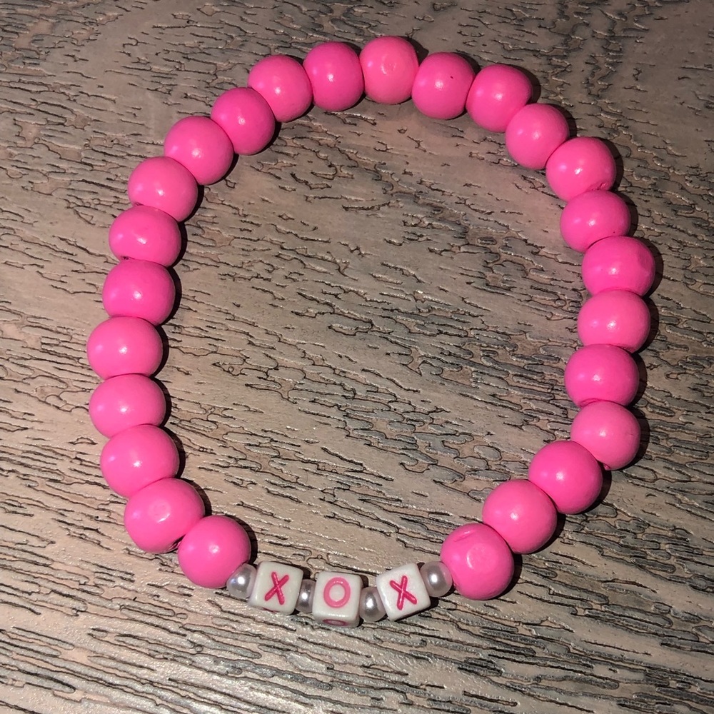 XOX Pink Wooden Bead Stackable Bracelet